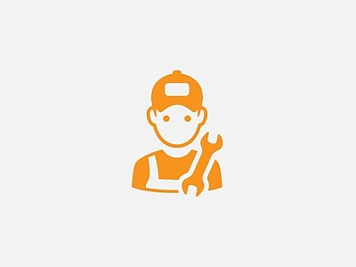 Symbol eines Handwerkers in orange